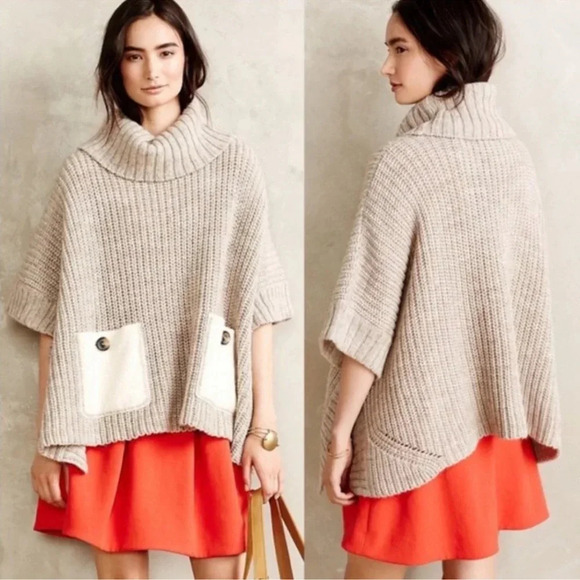 Moth Sweaters - ANTHROPOLOGIE Women’s Moth Poncho Wool Knit Alpaca One size